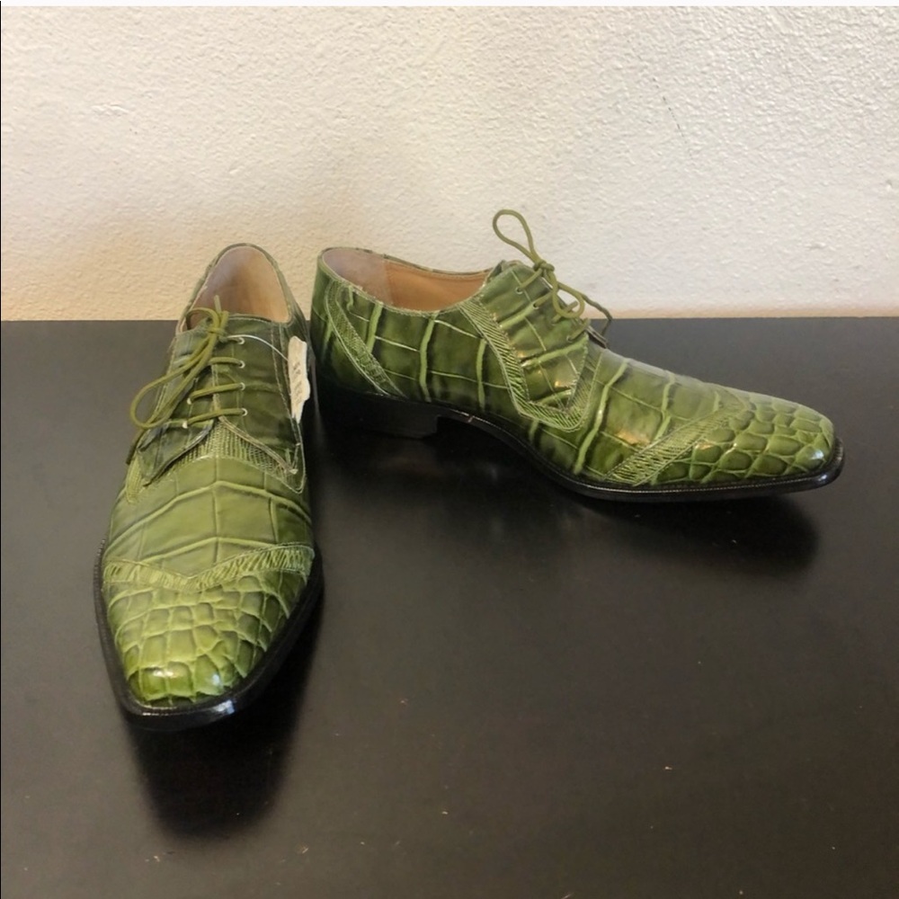 Giorgio Brutini Mens Green Leather Loafer Shoes